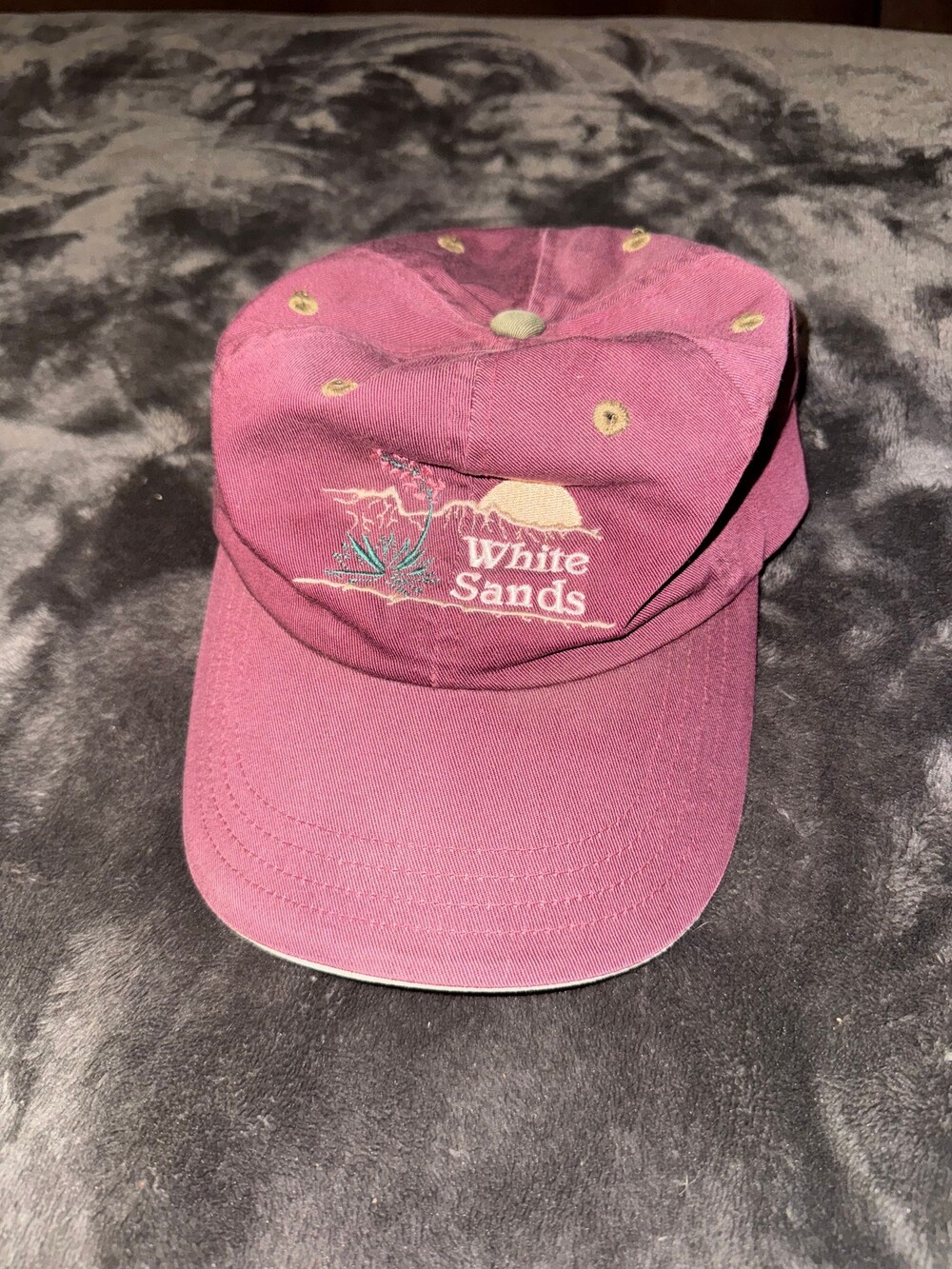 Imperial Maroon Baseball Cap with White Sands Embroidery 100% Cotton